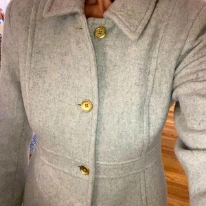 Beautiful JCrew coat, color grey with gold buttons. Size 4.